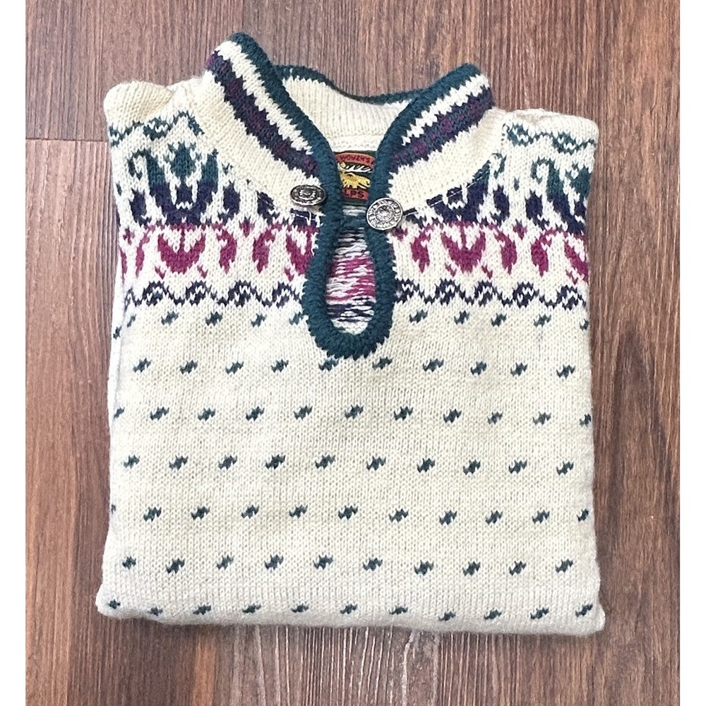 Vintage Alps Fine Women's‎ Apparel Sweater with a buttoned henley neck 70% Wool
